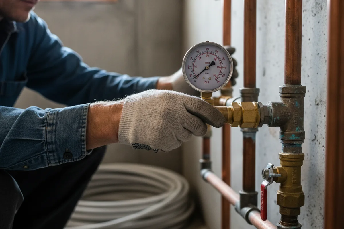 Pressure testing a repaired line during Water Line Repair in Berkley